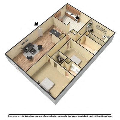 Floor plan for 3 beds, 2 baths, 2000 sqft